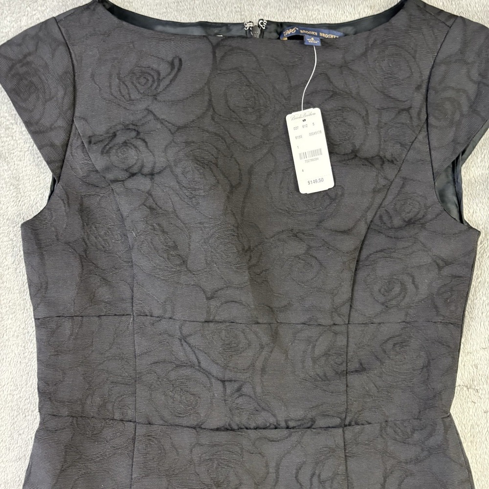 Brooks Brothers Dress 4 Black Cap Sleeve Rose Shift Career Boat Neck NWT $149.50 - Picture 2 of 16